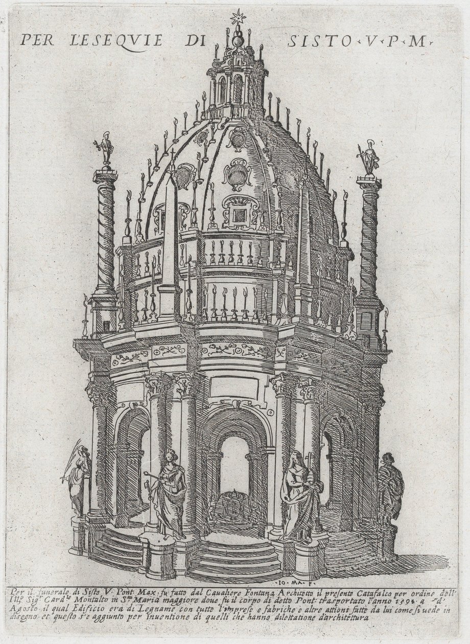 Papa Sixtus V için Katafalque, 1591. by Giovanni Maggi