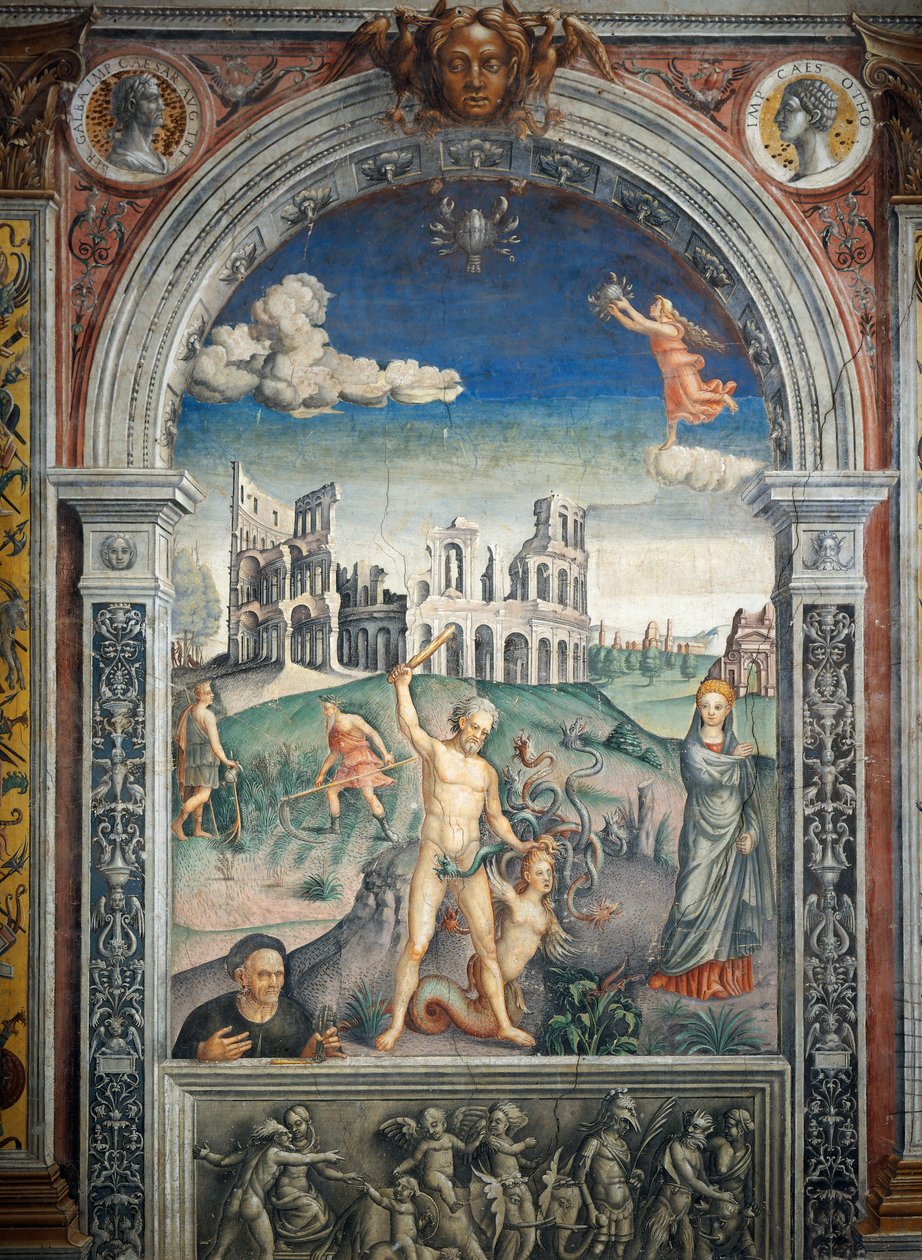 Fresk Giovanni Maria Falconetto (1468-1535), Zodyak Salonu, Palazzo D'Arco, Mantua (UNESCO Dünya Mirası Listesi, 2008), İtalya by Giovanni Maria Falconetto