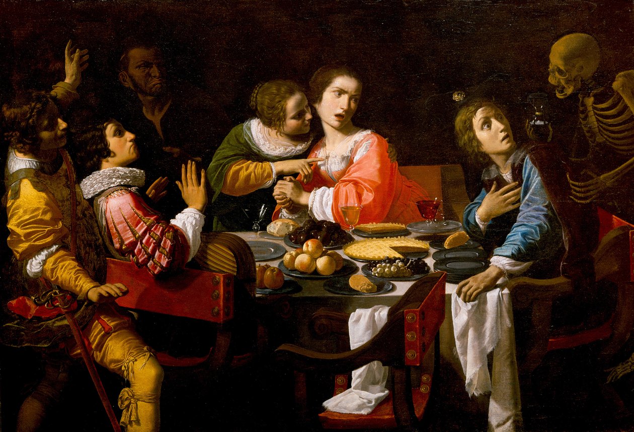 Ölüm Ziyafet Masasına Gelir Memento Mori, c. 1635 by Giovanni Martinelli