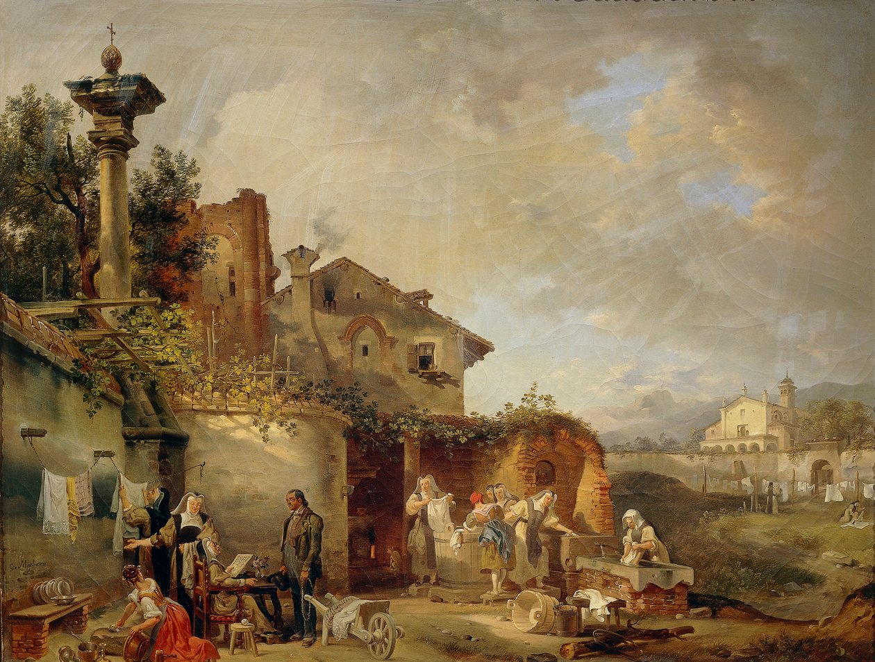 Manastırın çamaşır odası by Giovanni Migliara