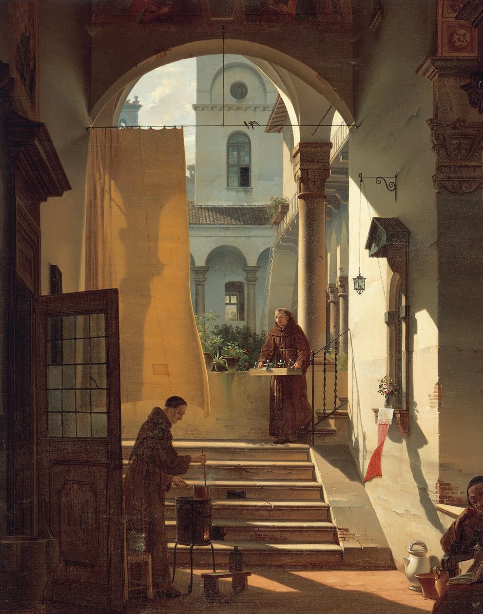 Bir Manastırın Eczacısı, Giovanni Migliara, detay by Giovanni Migliara