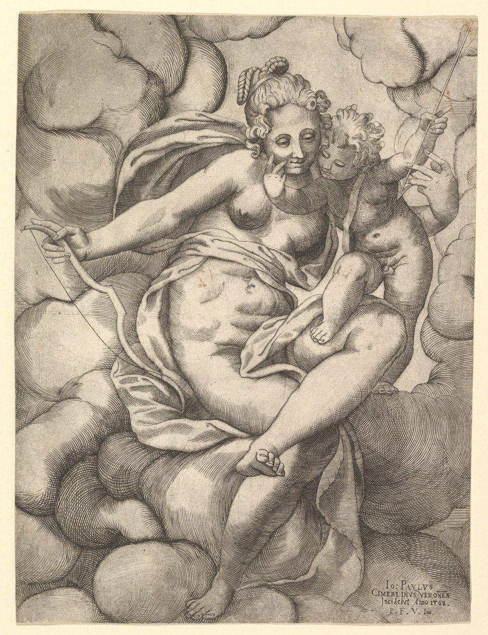 Bulutlarda Venüs ve Aşk Tanrısı, 1568. by Giovanni Paolo Cimerlino