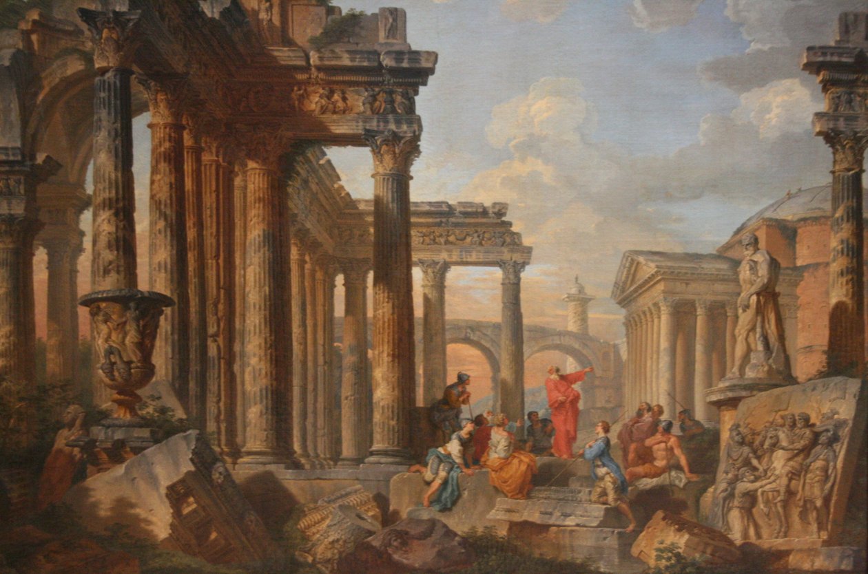 Vaiz ile Roma Harabeleri by Giovanni Paolo Panini