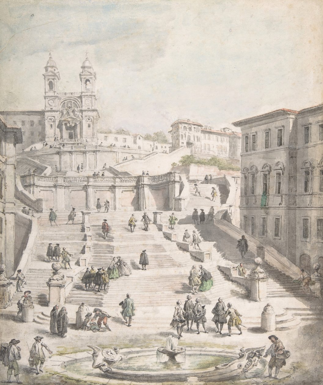 İspanyol Merdivenleri, yaklaşık 1756-58. by Giovanni Paolo Panini