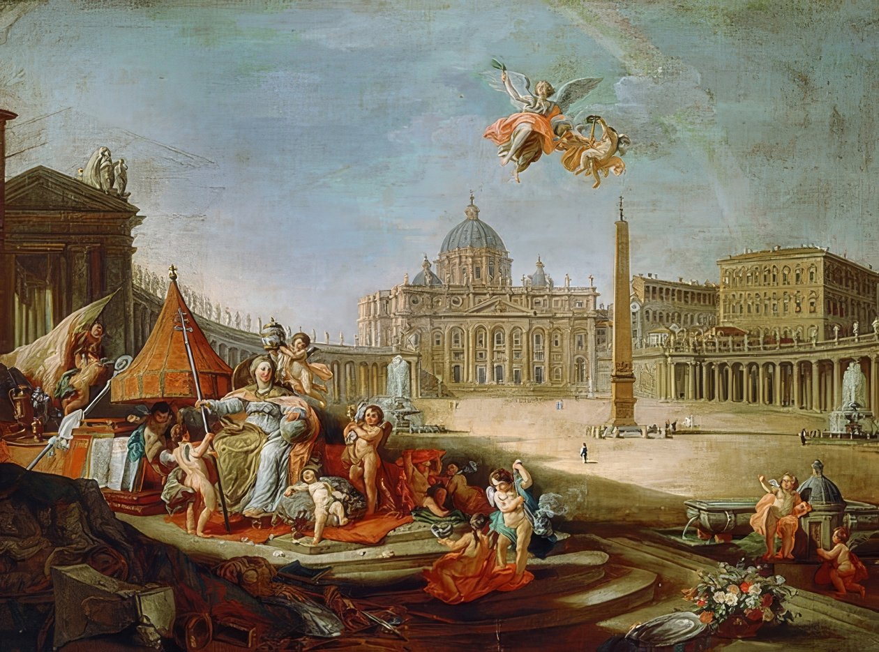 Aziz Petrus Meydanı, Rom mit Triumph des Papsttums. 1757 by Giovanni Paolo Pannini