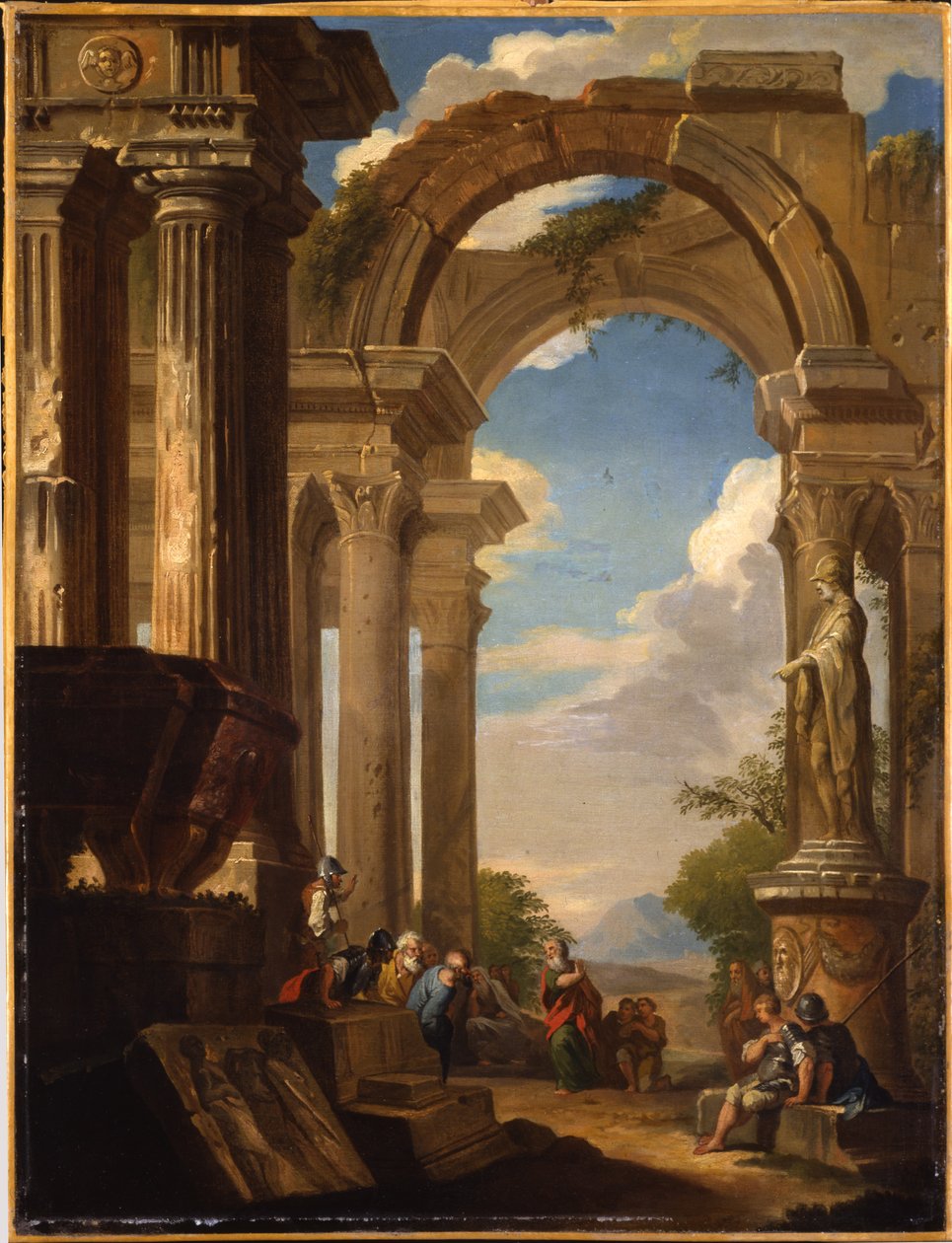 Rakamlarla Roma kalıntılarının Capricci by Giovanni Paolo Pannini