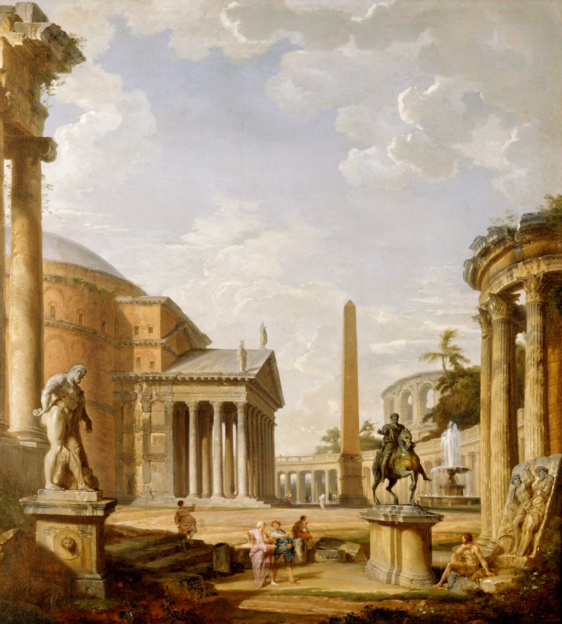 Pantheon ile Roma harabelerinin Capriccio'su (tuval üzerine yağlı boya) by Giovanni Paolo Pannini