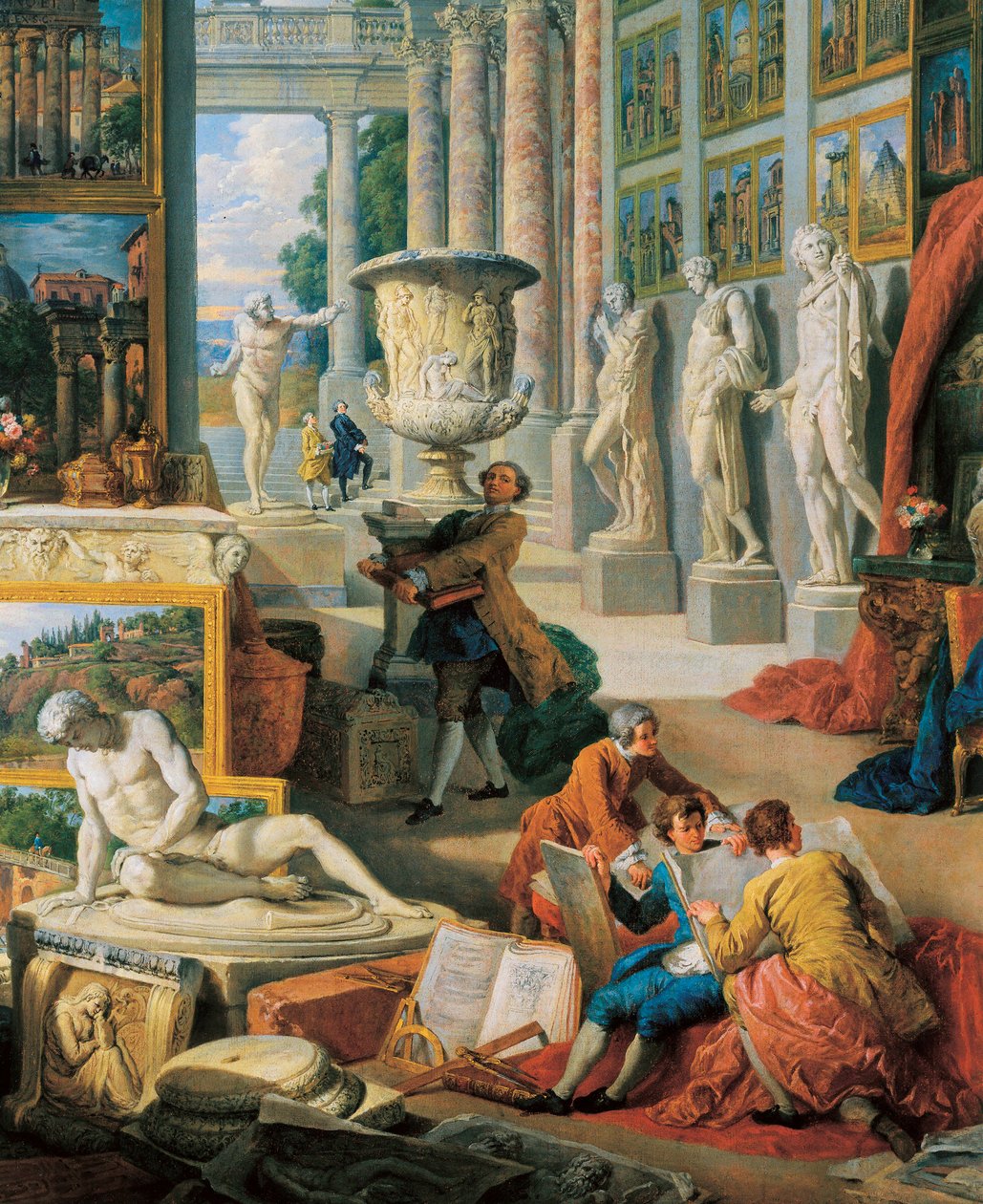"Antik Roma manzaraları galerisi" Detay. Giovanni Paolo Pannini