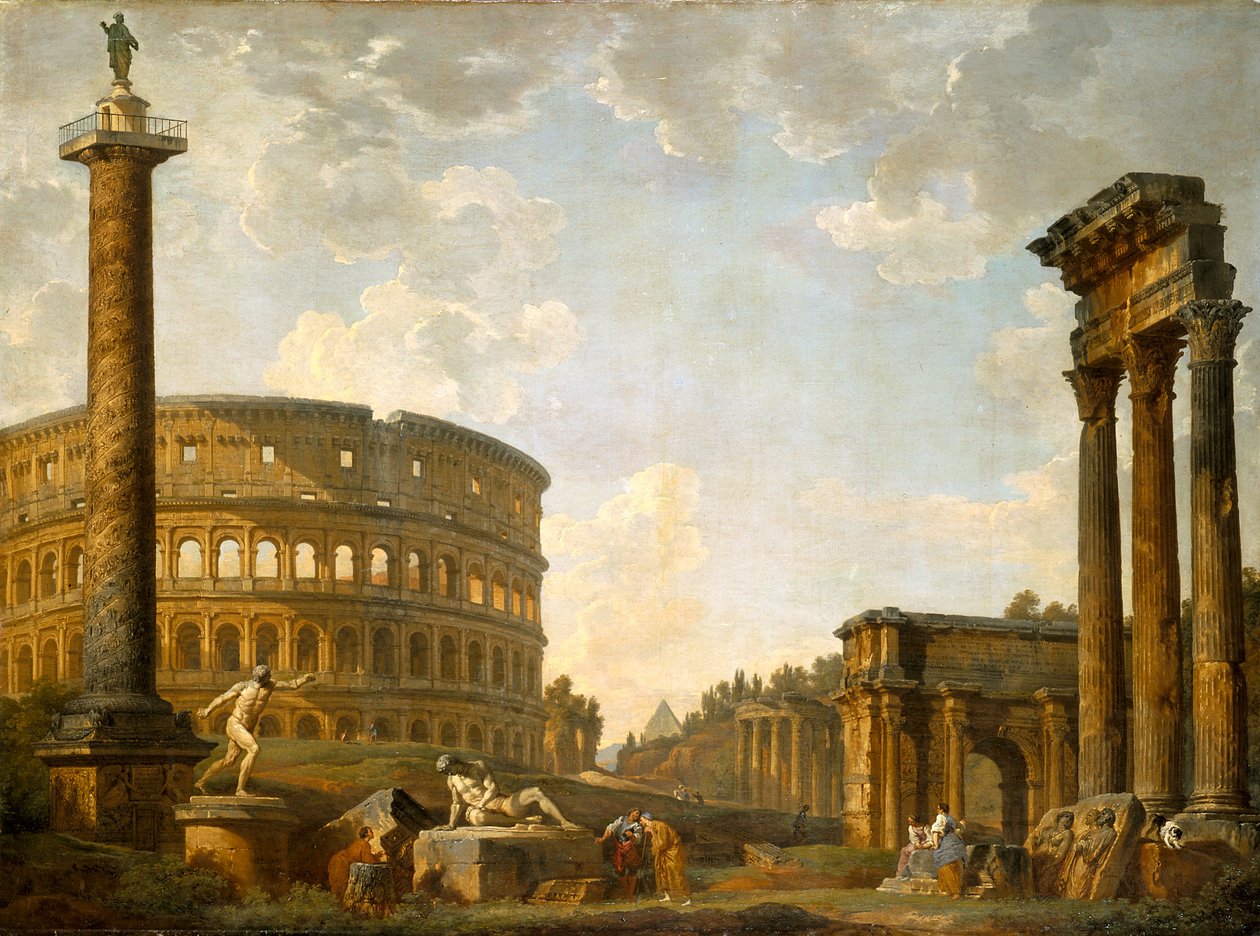 Roman Capriccio: Kolezyum ve Diğer Anıtlar (tuval üzerine yağlı boya) by Giovanni Paolo Pannini