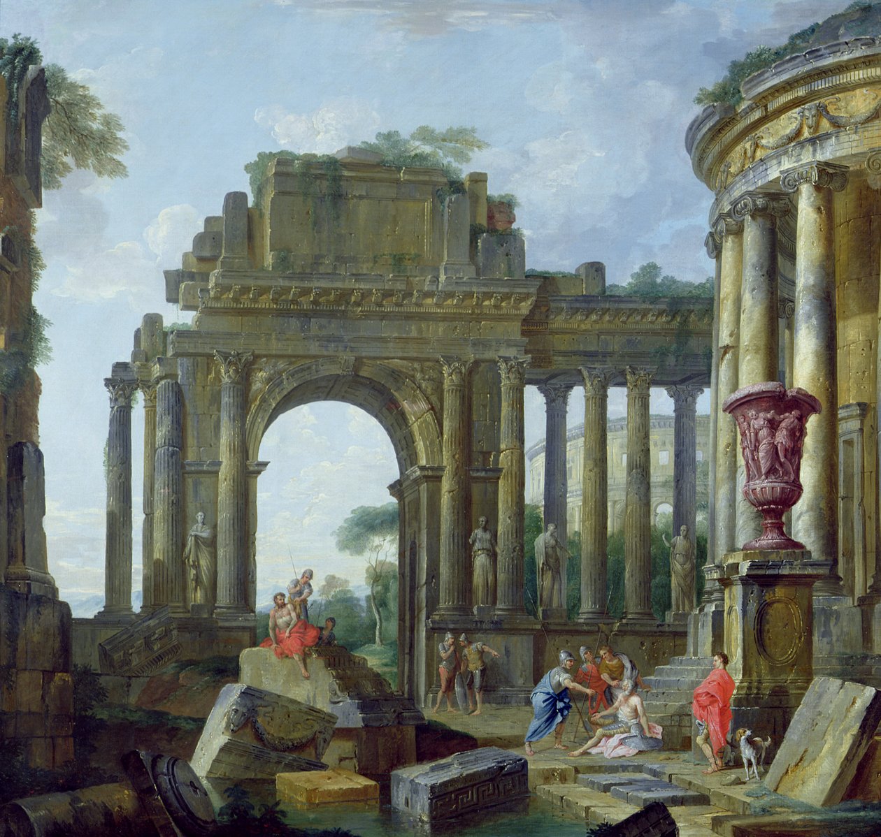 Kör Belisarius ile Roma Harabeleri (tuval üzerine yağlı boya) by Giovanni Paolo Pannini