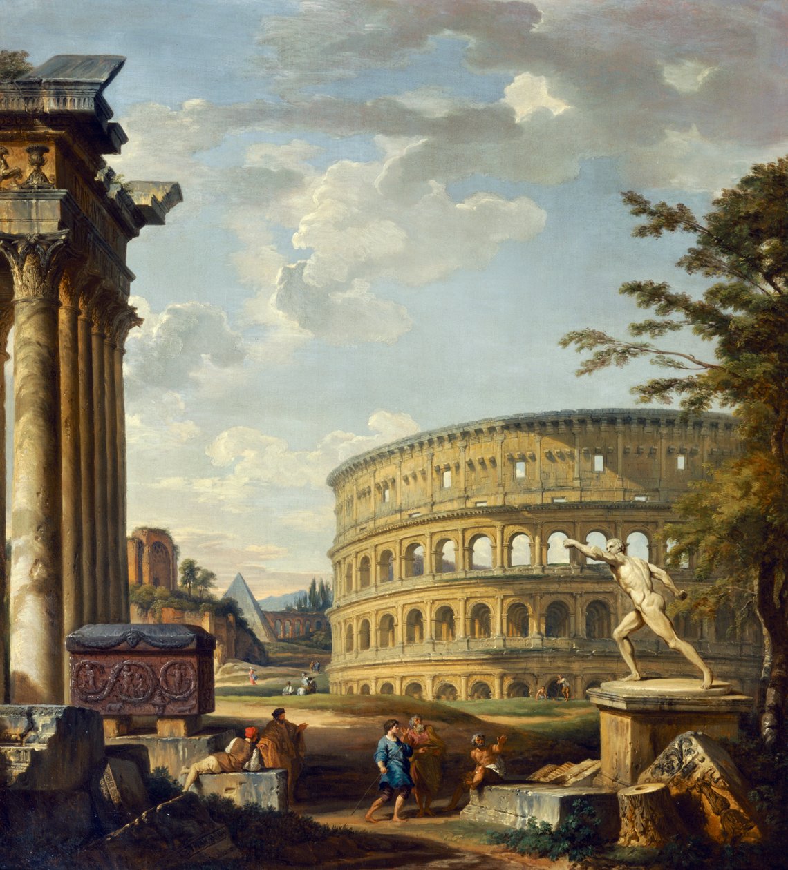 Kolezyum ile Roma manzarası by Giovanni Paolo Pannini