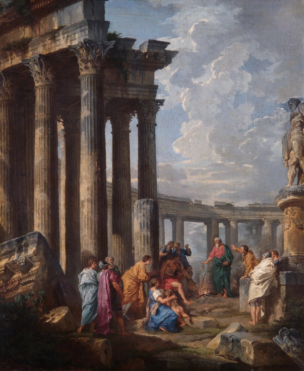 Aziz Paul Malta'da Engereği Kavruyor by Giovanni Paolo Pannini