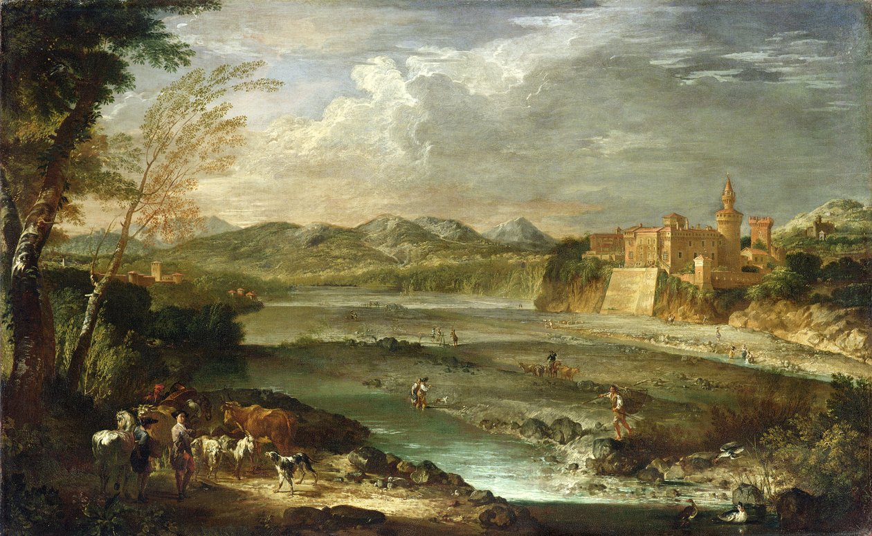 Rivalta Kalesi ile Trebbia Vadisi, c. 1720 by Giovanni Paolo Pannini