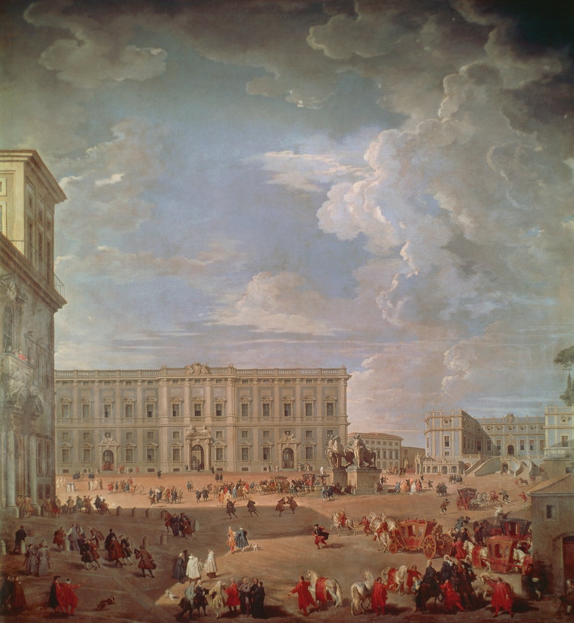 Quirinale ve Piazza di Monte Cavallo manzarası, Giovanni Paolo Pannini (1691-1765), tuval üzerine yağlı boya, 270x254 cm by Giovanni Paolo Pannini