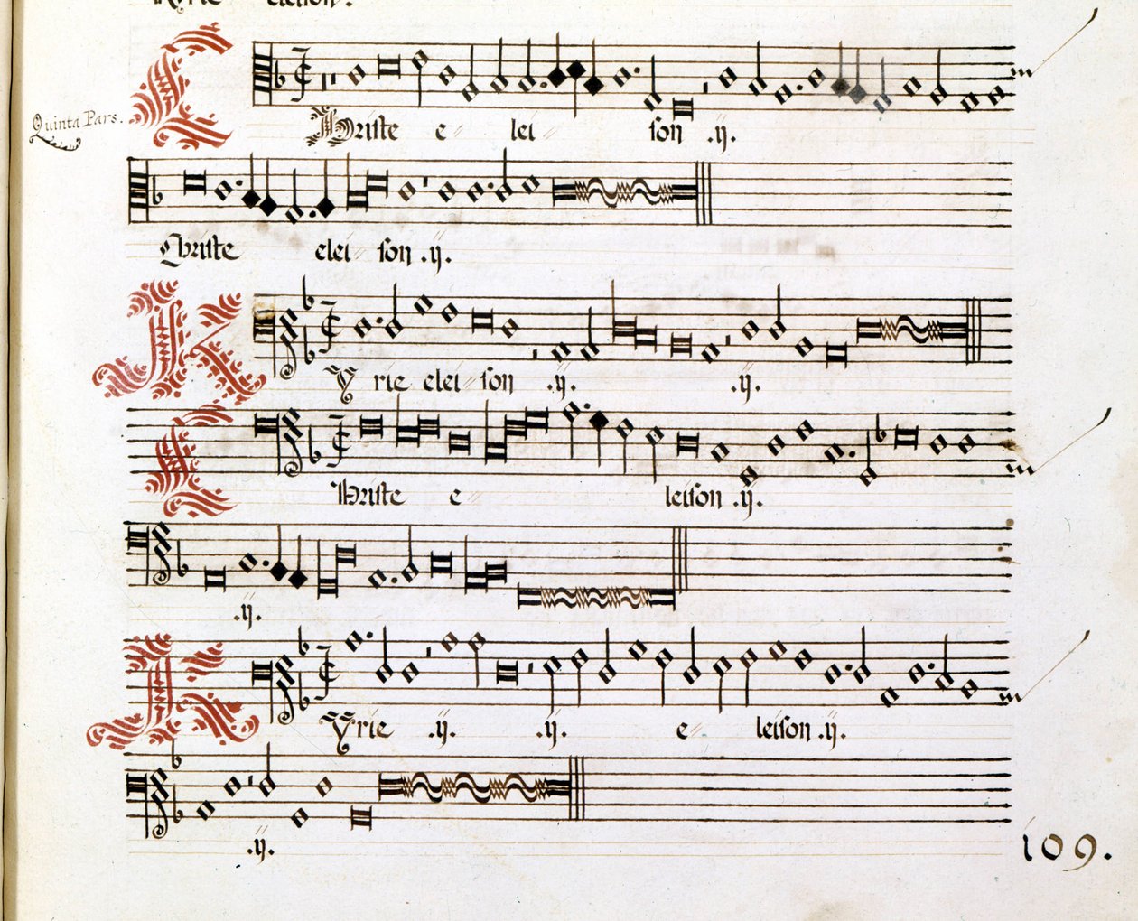 İtalyan besteci Giovanni Pierluigi da Palestrina (1525 - 1594) tarafından yazılan “Messes of Mantua”nın Kyrie el yazması. by Giovanni Pierluigi da (after) Palestrina