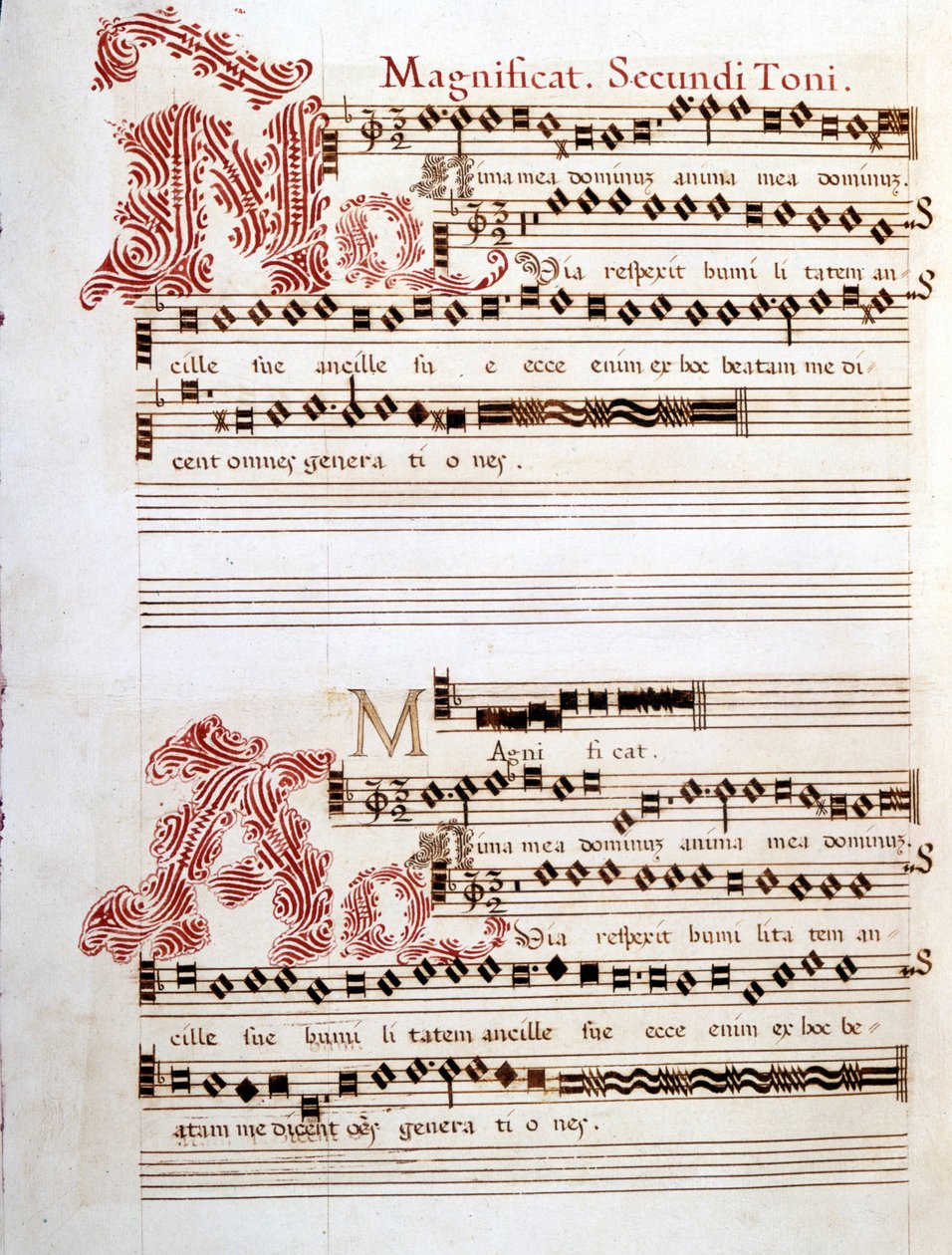 Magnificat, İtalyan besteci Giovanni Pierluigi da Palestrina (1525 - 1594) tarafından yazılan “Messes of Mantua”nın el yazması. by Giovanni Pierluigi da (after) Palestrina