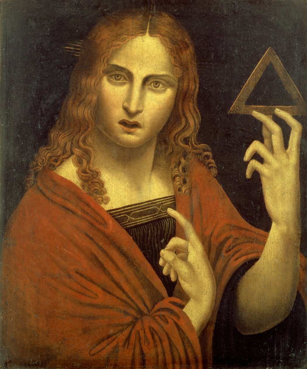 Üçlü Birlik sembolünü tutan Kurtarıcı İsa (panel) by Giovanni Pietro Rizzoli (school of) Giampietrino