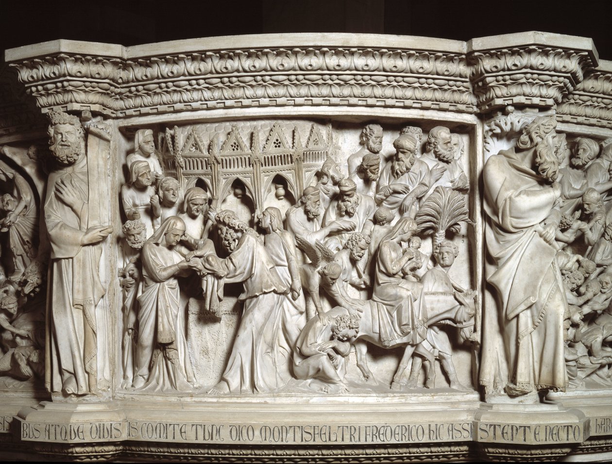 Giovanni Pisano (1248-1314) tarafından gerçekleştirilen Sandalye kabartmalarının detayı: İsa
