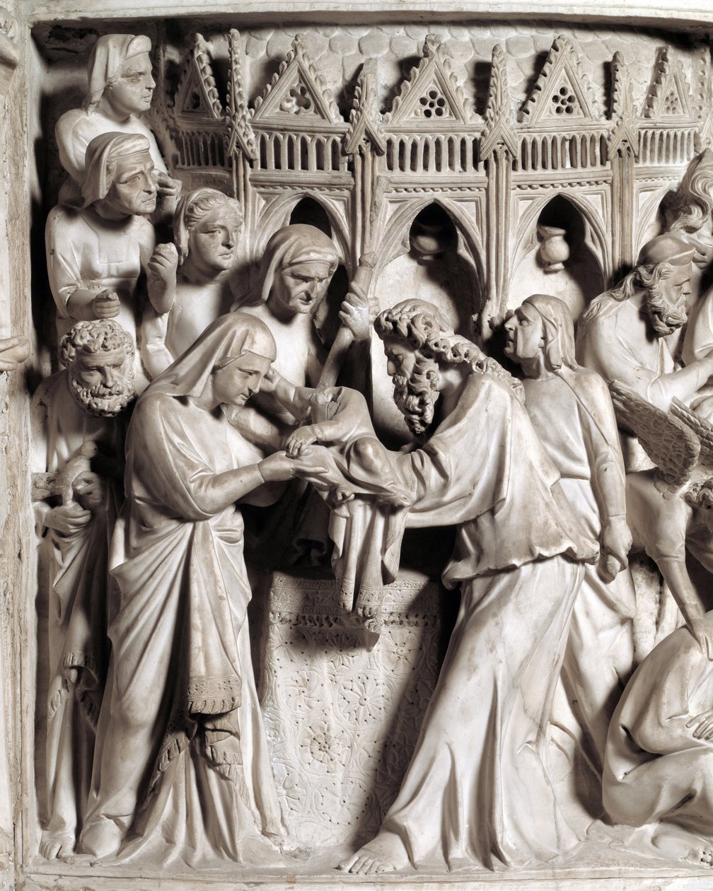 Giovanni Pisano (1248-1314) tarafından gerçekleştirilen Sandalye kabartmalarının detayı: İsa