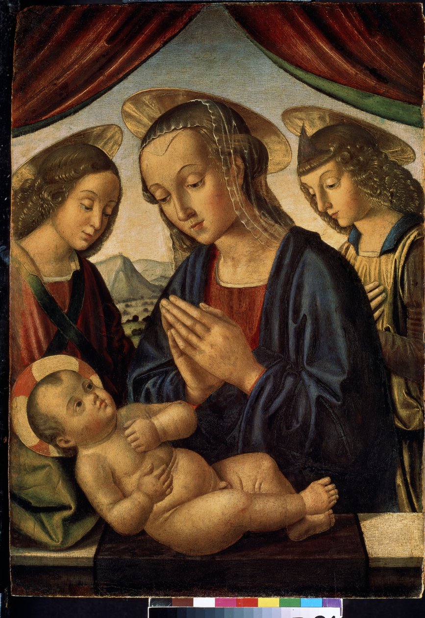 Bakire ve melekli çocuk (panelde öfke) by Giovanni Santi
