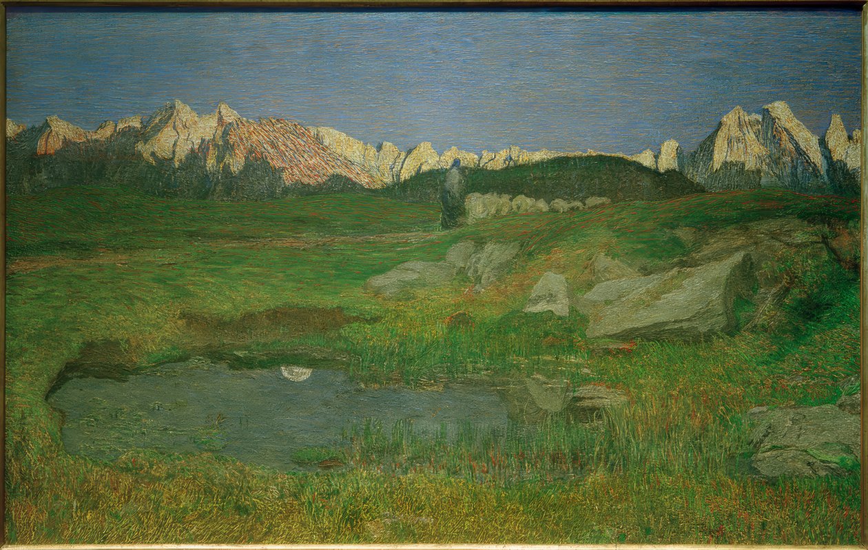 Gün batımında Alp manzarası by Giovanni Segantini