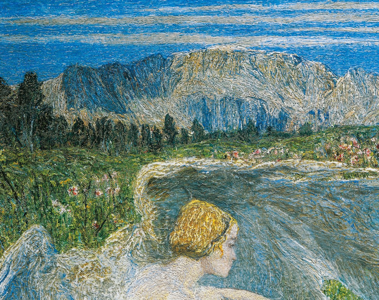 Yaşam Çeşmesinde Aşk veya Yaşamın Kaynaklarında Aşıklar, Giovanni Segantini, detay by Giovanni Segantini
