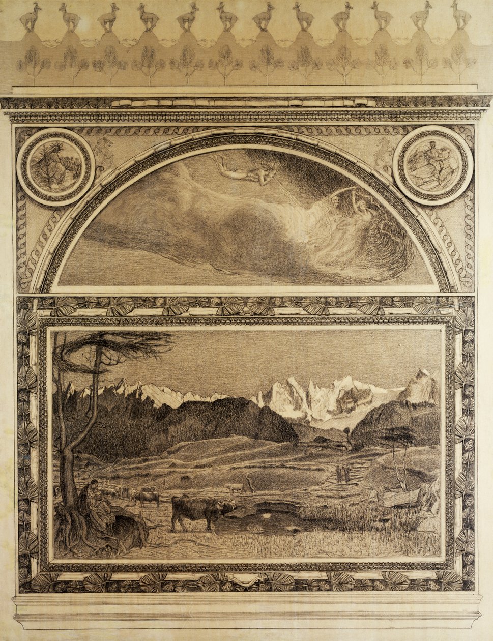 Alplerin Üç Parçası için Çalışma, Hayat by Giovanni Segantini