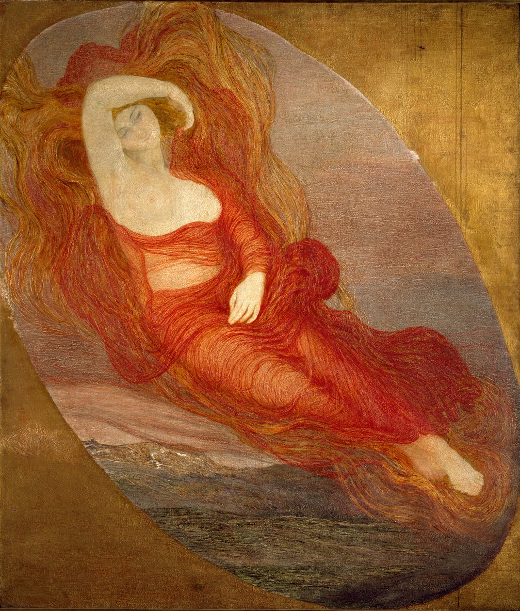 Giovanni Segantini (1858-1899) 1894-1897 Güneş tarafından Aşk Tanrıçası Tablosu. 210x133 cm Milano, Galleria d