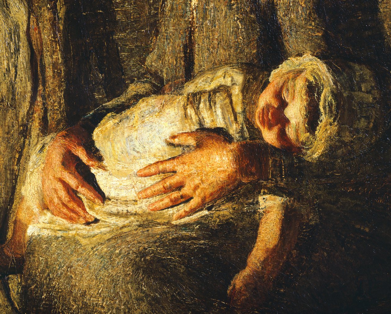 İki Anne, Giovanni Segantini, detay by Giovanni Segantini
