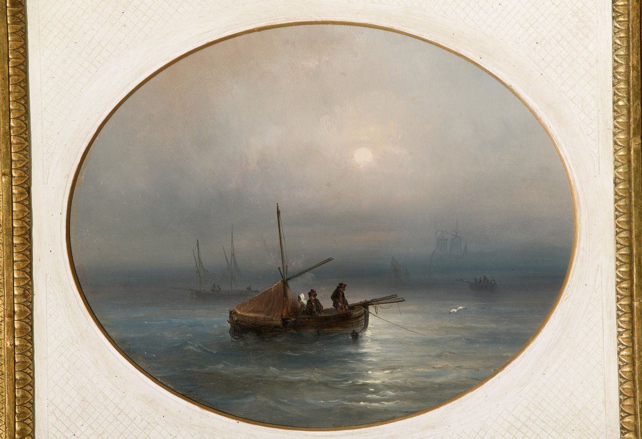 Tekneli marina (karton üzerine yağlı boya) by Giovanni Susani