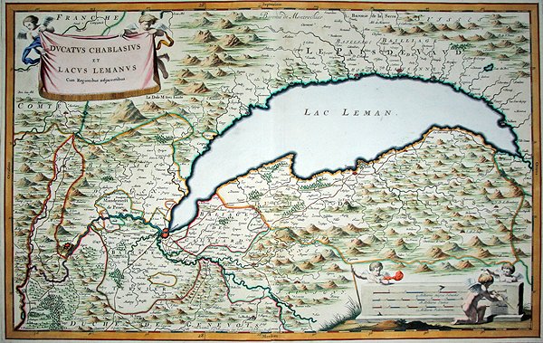 Cenevre Gölü, Joannes de Broen (1649-c.1730) tarafından oyulmuş iki ciltlik Savoy ve Piedmont şehir kitabından by Giovanni Tommaso (after) Borgionio