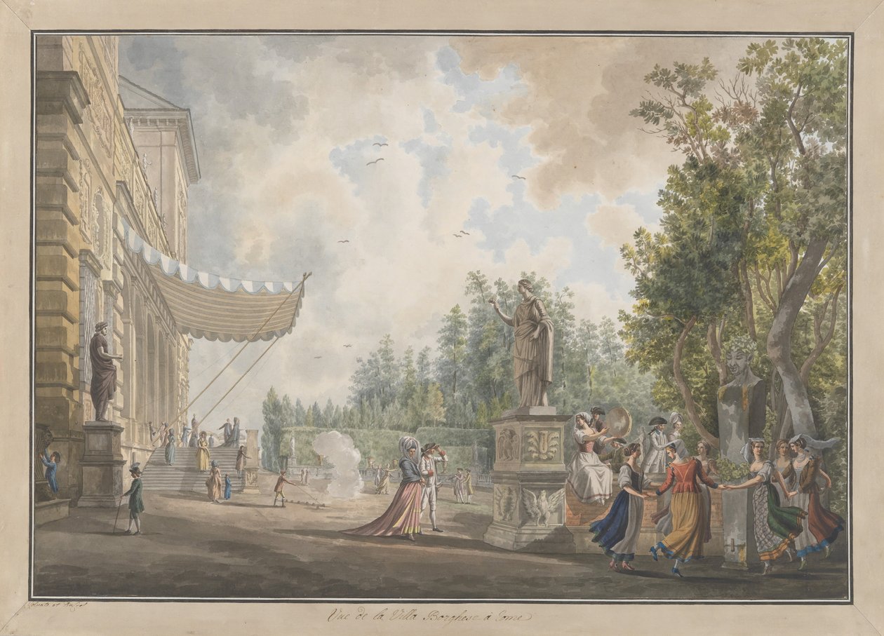 Villa Borghese, yaklaşık. 1780. Yaratıcılar: Giovanni Volpato, Louis Ducros. by Giovanni Volpato, Louis Ducros