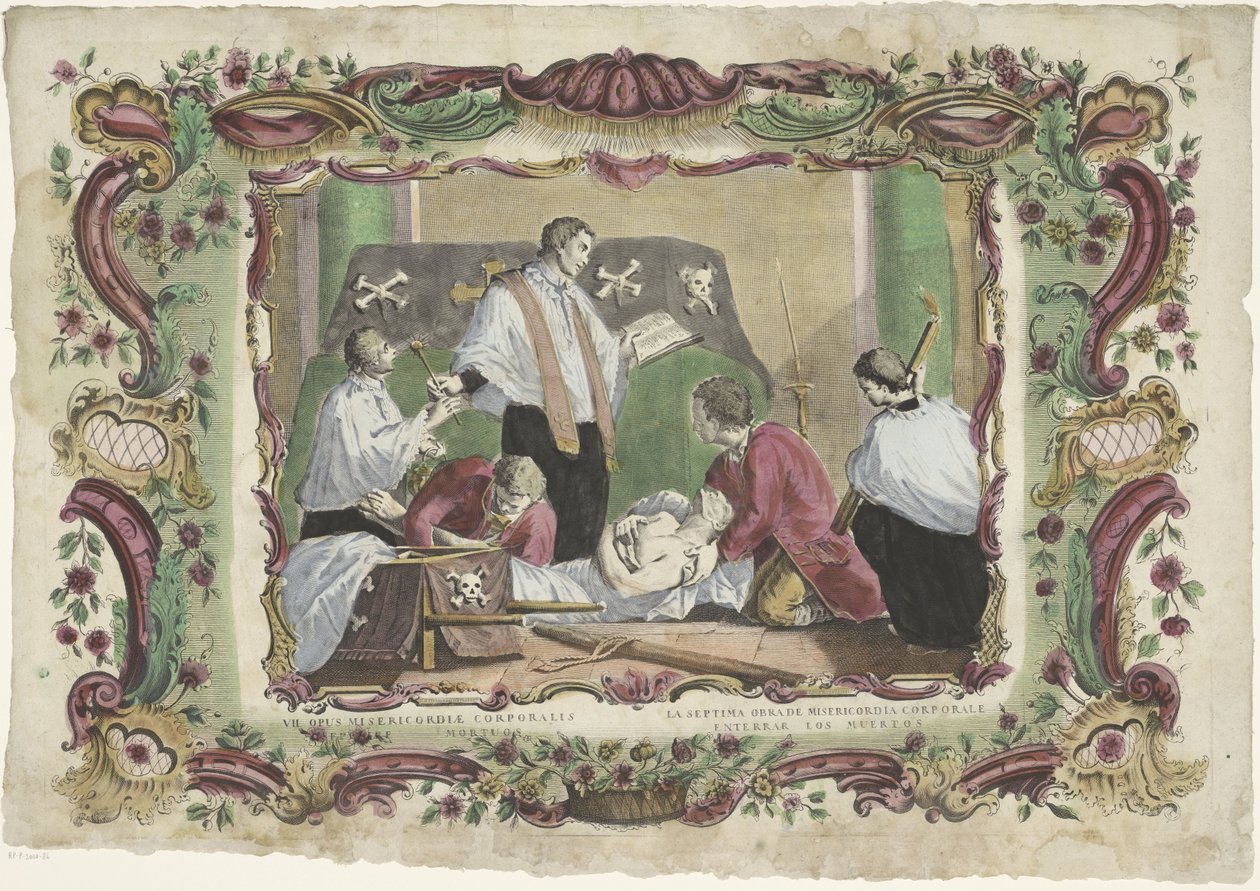 Ölüleri Gömmek VII opus misericordiae corporalis / La septima obrade misericordia corporale (nesne üzerindeki başlık) Merhametin Manevi Eserleri (dizi adı) by Giovanni Volpato