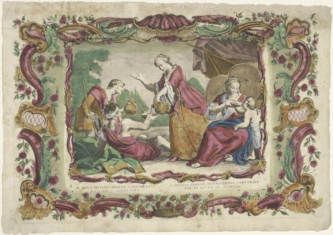 dorstigen laven hakkında III. onbaşı merhamet işi / Latercera obra de merhamet onbaşı (...) (nesnenin başlığı) Manevi yaşam üzerine werken van barmhartigheid (dizi başlığı) by Giovanni Volpato