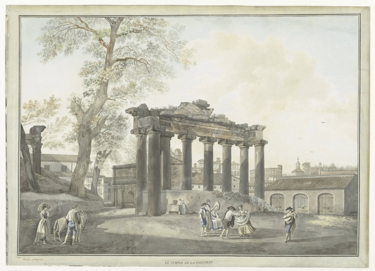 Roma'daki Satürn Tapınağı'nın görünümü Le temple de la Concorde (nesne üzerindeki başlık) Roma ve çevresinin görünümleri (dizi başlığı) by Giovanni Volpato