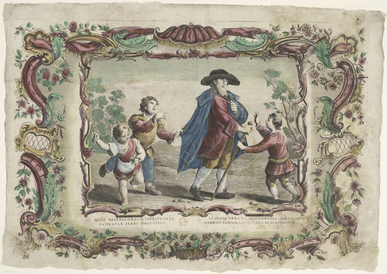Adaletsizliğe sabırla katlanmak VI. opus misericordiae corporalis / La sexta obra de misericordie spiritüel (nesne üzerindeki başlık) Merhametin Manevi Eserleri (dizi adı) by Giovanni Volpato