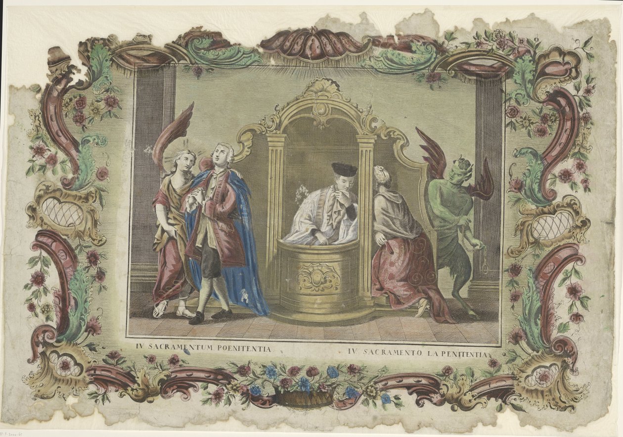 Het kutsal van de biecht IV Kefaret Ayini / IV. Sacramento la penitentia (nesne üzerindeki başlık) De zeven sacramenten (dizi adı) by Giovanni Volpato