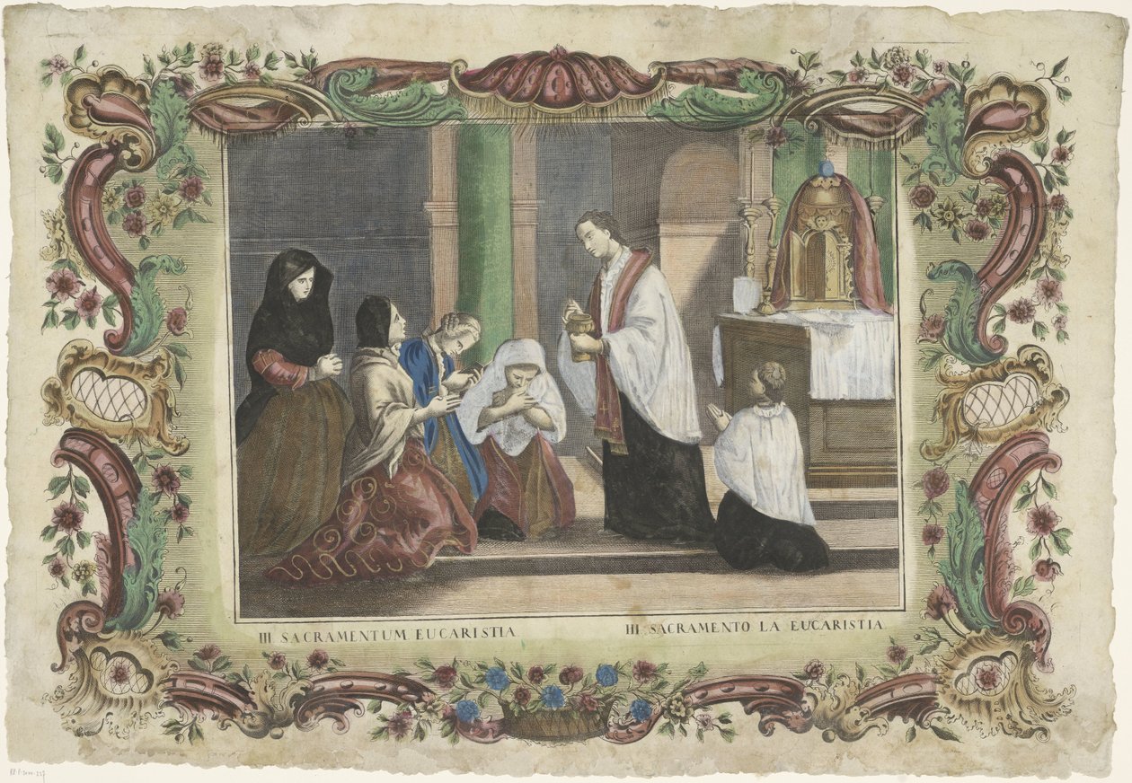 Efkaristiya Ayini III. sacramentum eucaristia / III. sacramento la eucaristia (nesne üzerine başlık) Yedi ayin (dizi başlığı) by Giovanni Volpato