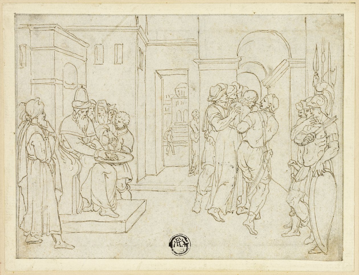 Pilatus Ellerini Yıkanırken, Mesih Uzaklaştırılırken by Giovanni da Bologna