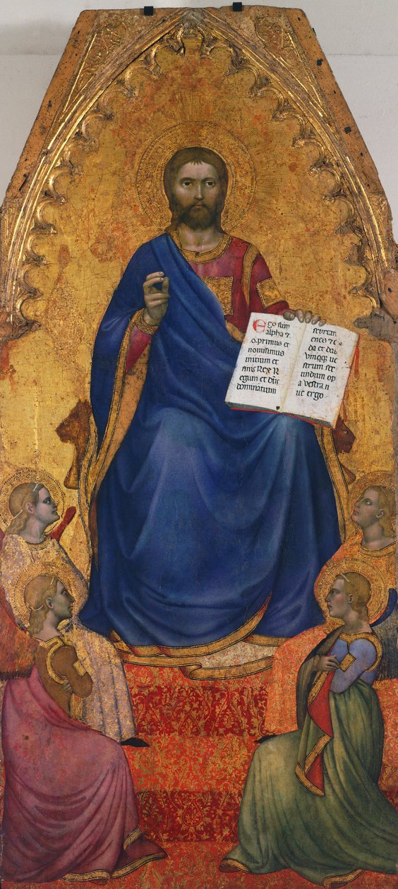 Melekler tarafından tapılan Tahttaki Mesih, Giovanni da Milano (1346'dan 1369'a kadar aktif), panelde tempera ve altın by Giovanni da Milano