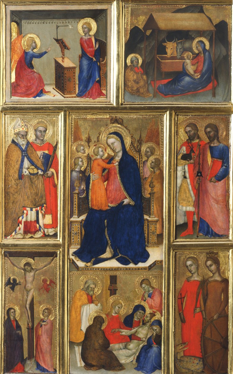 Poliptik: Çocuklu Meryem Ana ve Azizler by Giovanni da Milano
