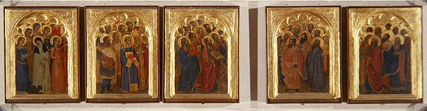 Predella, Azizler, Bakireler ve Şehitlerin Poliptiği (panelde mizaç) by Giovanni da Milano
