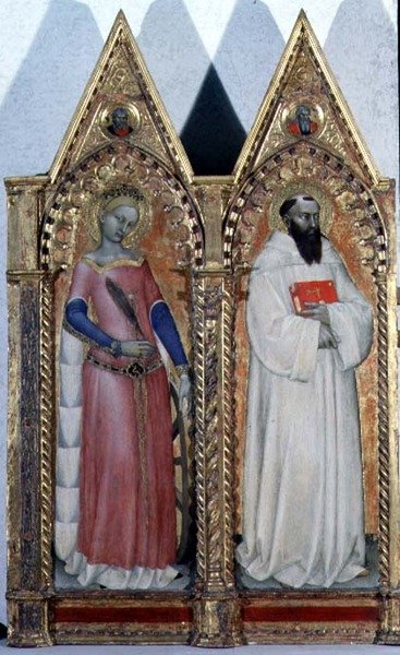 SS. İskenderiyeli Catherine ve Bernardo, bir politikten detay by Giovanni da Milano