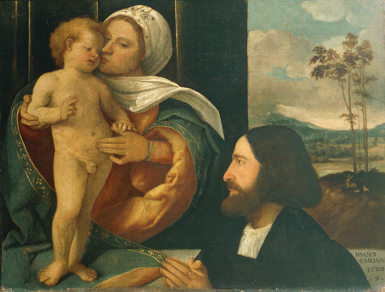 Çocuklu Madonna ve adanmış, Giovanni Cariani tarafından (1485 ve 1490 arasında doğdu - 1547'den sonra öldü) by Giovanni de Busi Cariani