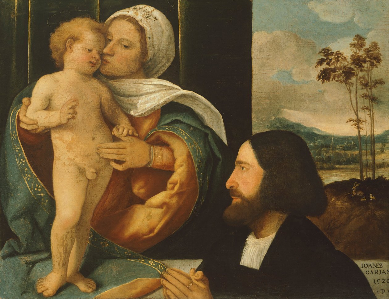 Çocuklu Madonna ve adanmış, Giovanni Cariani tarafından (1485 ve 1490 arasında doğdu - 1547'den sonra öldü) by Giovanni de Busi Cariani