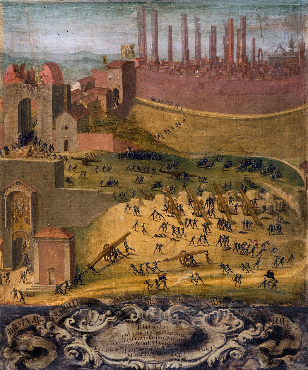 1526'da Siena'da Porta Camollia'nın Zaferi (panelde tempera) by Giovanni di Lorenzo Cini