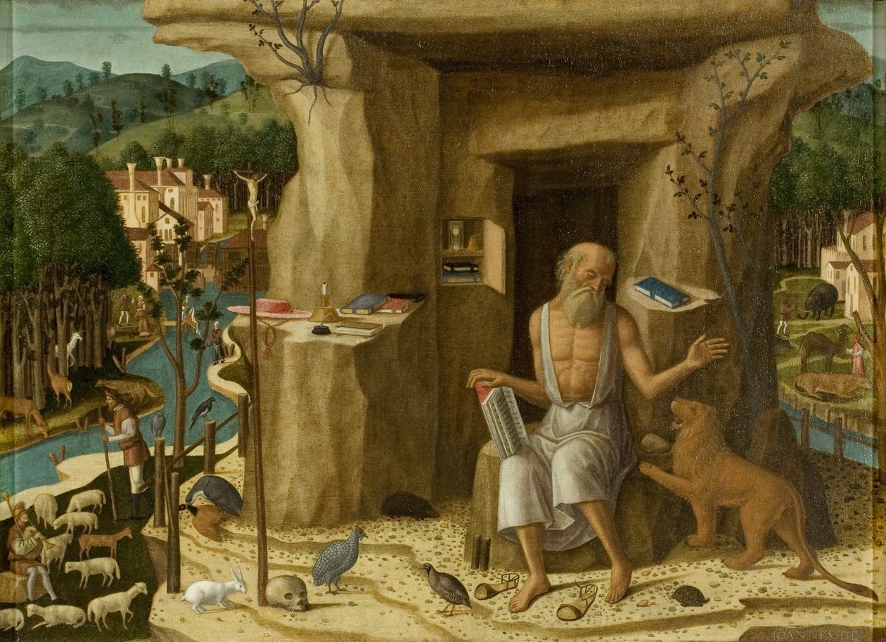 Bir Manzarada Aziz Jerome (tuval üzerine yağlı boya) by Giovanni di Niccolo Mansueti