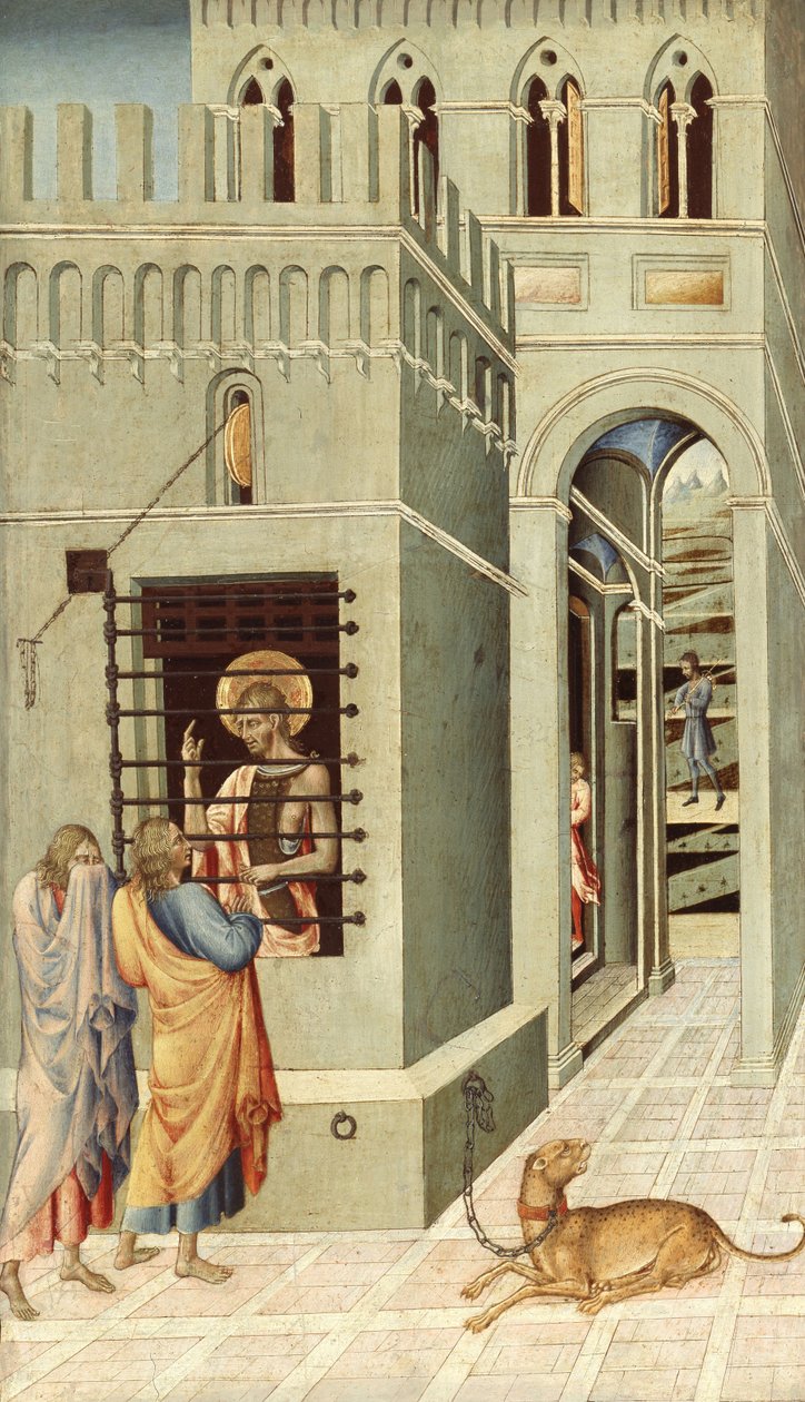 Vaftizci Yahya Hapishanede İki Mürit Tarafından Ziyaret Edildi, 1455-1460 by Giovanni di Paolo