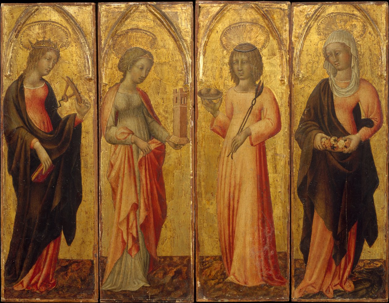İskenderiyeli Aziz Catherine, Barbara, Agatha ve Margaret, ca. 1470. by Giovanni di Paolo