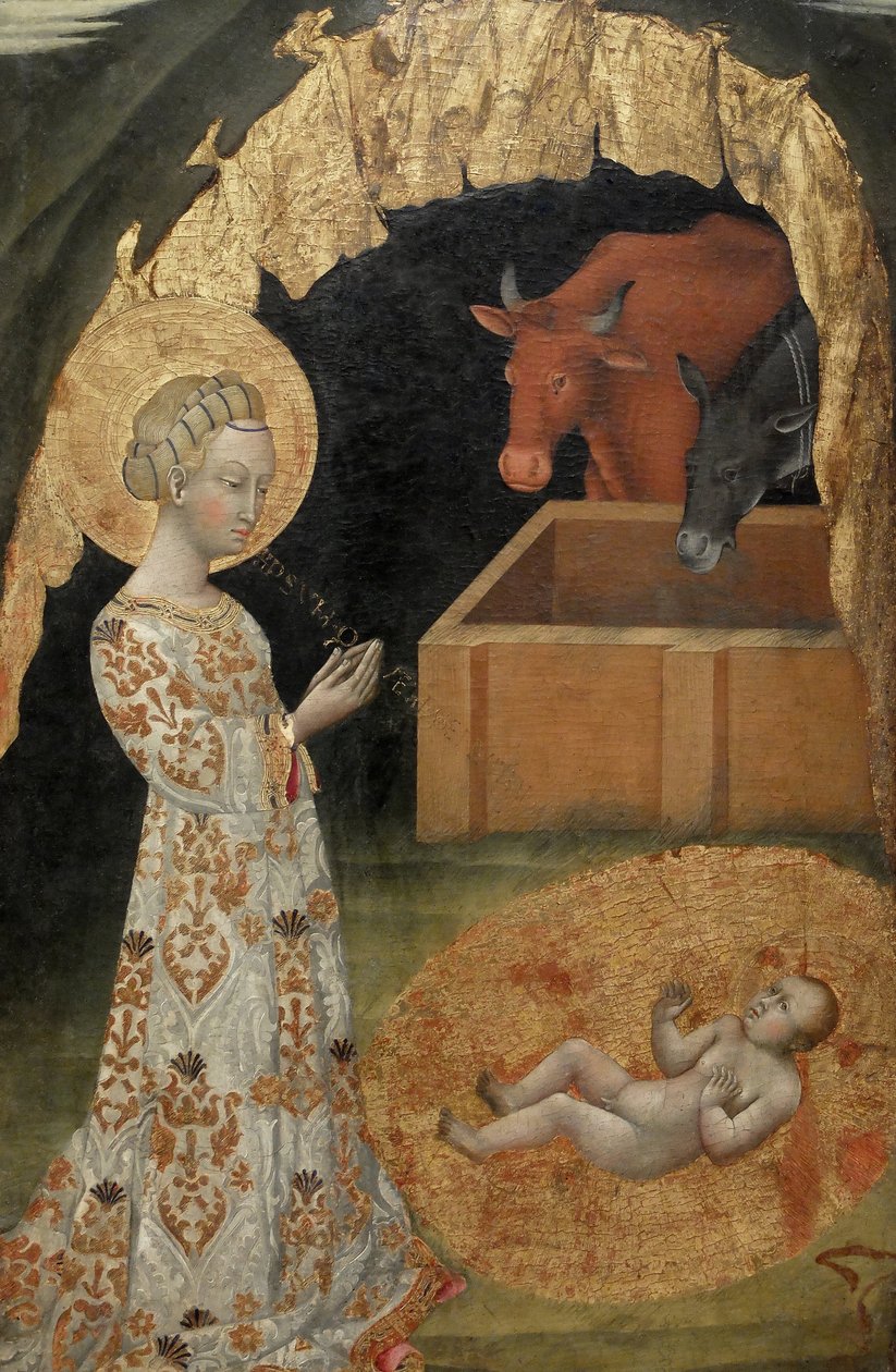 La Nativity, Aziz Victorino, Aziz Ansano, merkezi detay (ahşap üzerine resim) by Giovanni di Paolo di Grazia